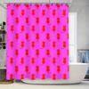 Vintage Style Black Cats Shower Curtain With Pink Background Classic 50S Retro Design For Bathroom Decorations