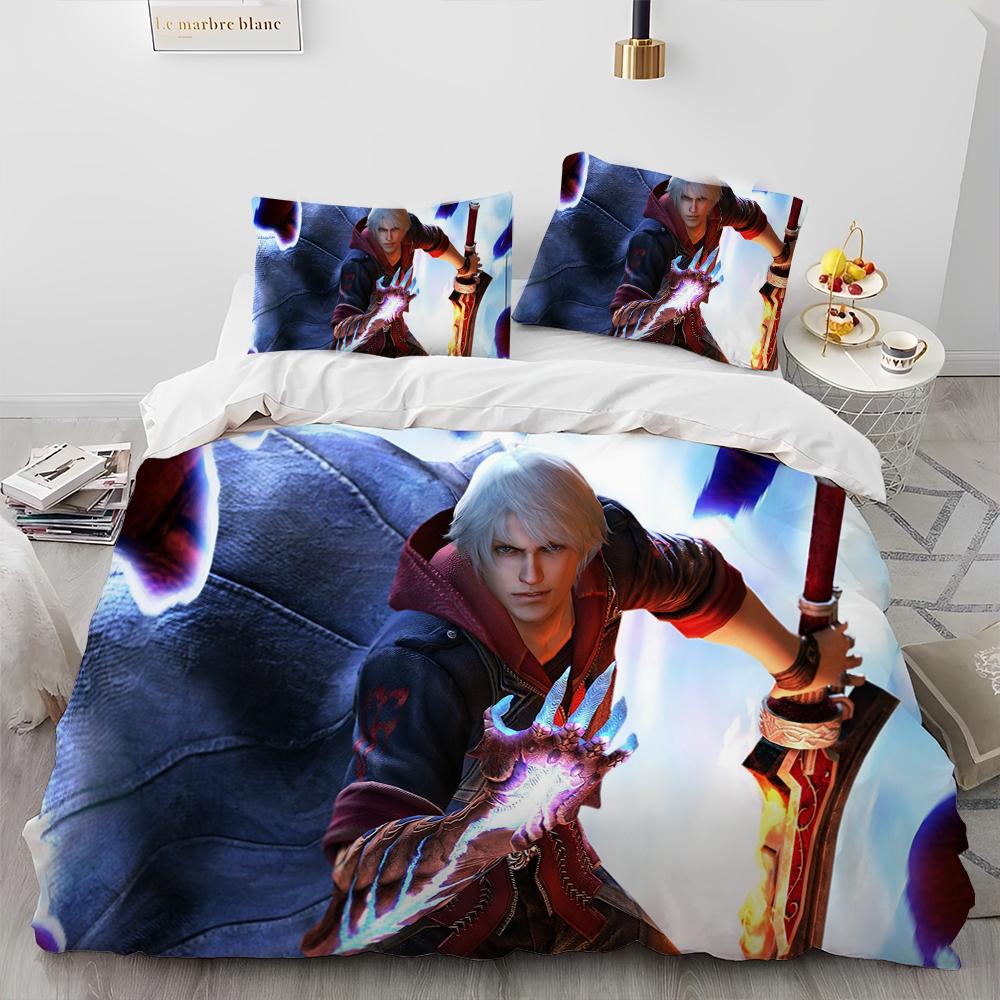 D-Devil May Cry DMC Игра Геймер Теплый Одеяло Постельное Белье Комплект, Мягкое Пододеяльник Постельное Белье Комплект Удобный Пододеяльник Наволочка, Размеры King Queen
