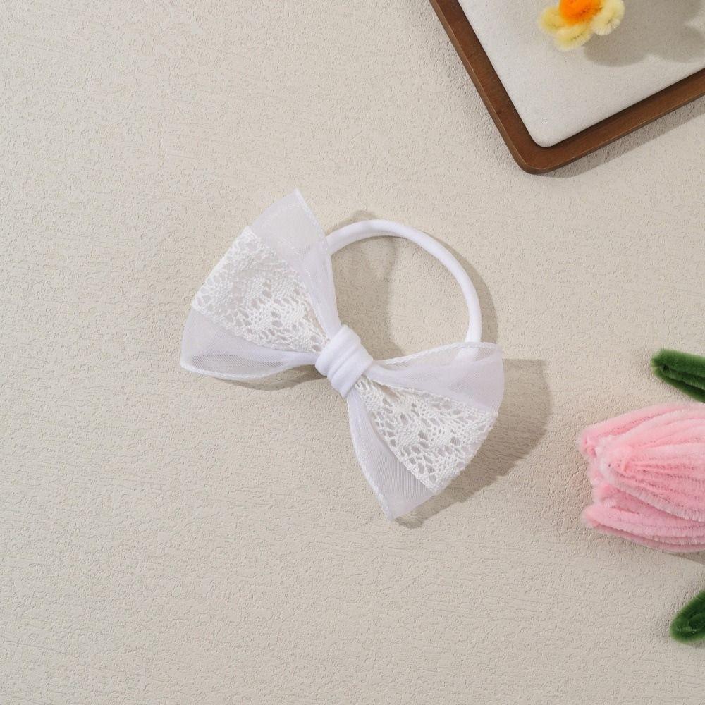 Soft Baby Nylon Headband Lace Bow Ponytail Hair Tie Bowknot Hair Bands For Baby Girls Children