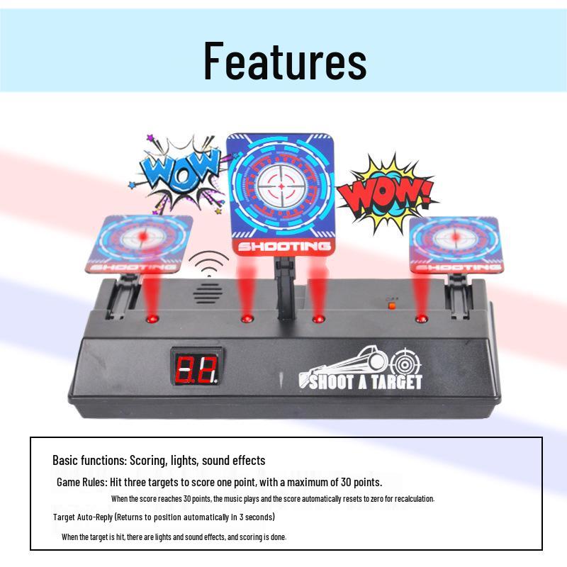 Electronic Auto-Reset Scoring Target for Battle and Practice with Soft Bullets