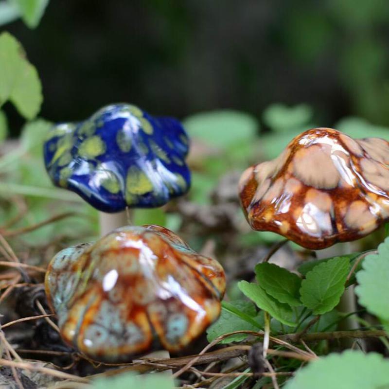 Ceramic Simulation Mushroom Model Bonsai Ornament Diy Home Garden Lawn Decor