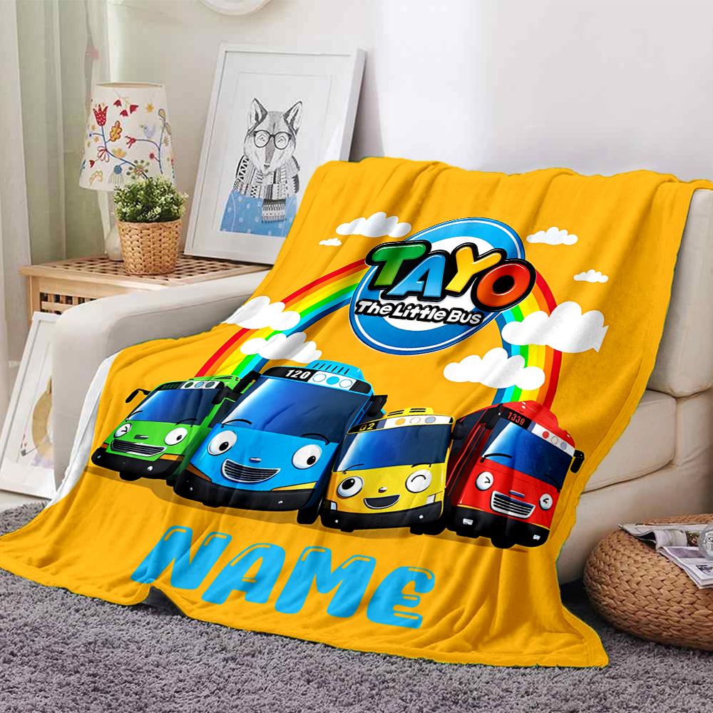 Custom Name Tayo'S Rainbow Friends Party Blanket For Couch Bed Plush Cozy Fuzzy Blanket Super Soft Warm Blankets For Fall And Winter 091648