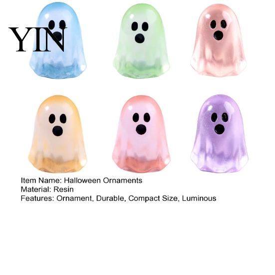 Miniature Halloween Party Decor 6PCS Luminous Mini Ghost Figures, Glow in The Dark Glowing Figurines Ornaments, Theme Resin Collections for