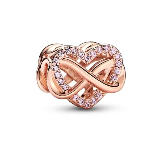 New Rose Gold Pink Heart Cherry Flower Heart Dreamcatcher Charm Beads DIY Women Jewelry Fit Necklace Bracelet