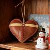 Vintage Football Heart Hanging Decoration Handmade Faux Leather Love Heart Shaped Football Hanging Ornament Sports Fans Collectible Gift