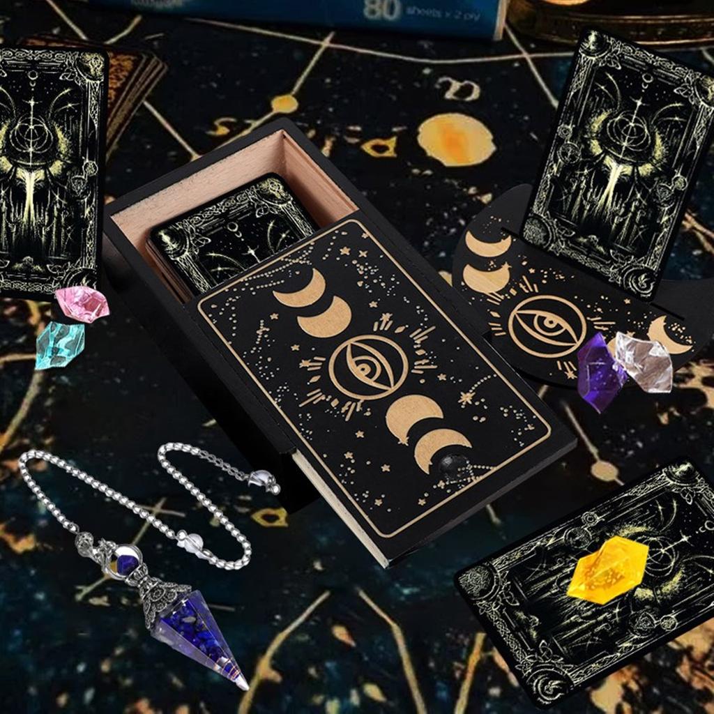 Коробка для хранения игровых карт Таро, деревянный футляр для карт Таро с держателем для карт, переносной контейнер для карт, коробка для астрологических безделушек