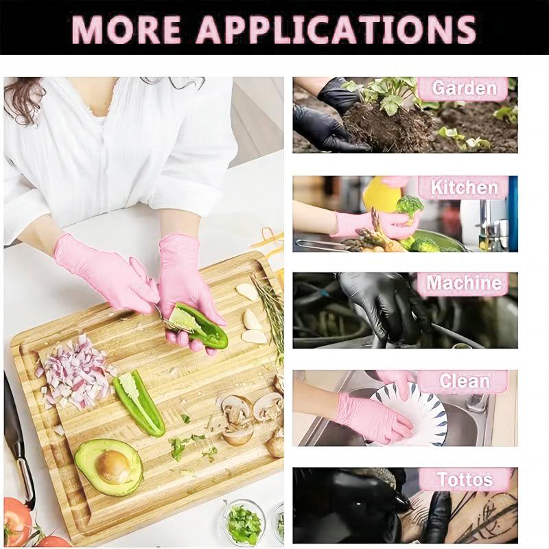 30pcs Food Grade High Elasticity Protection 12Inches Disposable Multipurpose Nitrile Gloves Waterproof Pink Nitrile Gloves