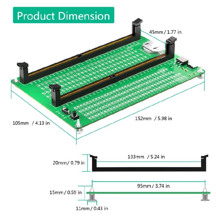 Тестер слотов памяти DDR5 Широкая совместимость Тестер памяти DDR5 Для ремонта компьютеров Адаптерная плата для компьютера