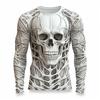 Creative Design 3D Skull Print Men's T-Shirt Autumn Daily Casual Long Sleeve Crew Neck Pullover Tees Oversize Breathable Clothes