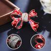 Red Bow Bowknot Rhinestone Crystal Enamel Brooches Pin For Women Fashion Jewelry Suit Coat Accessories