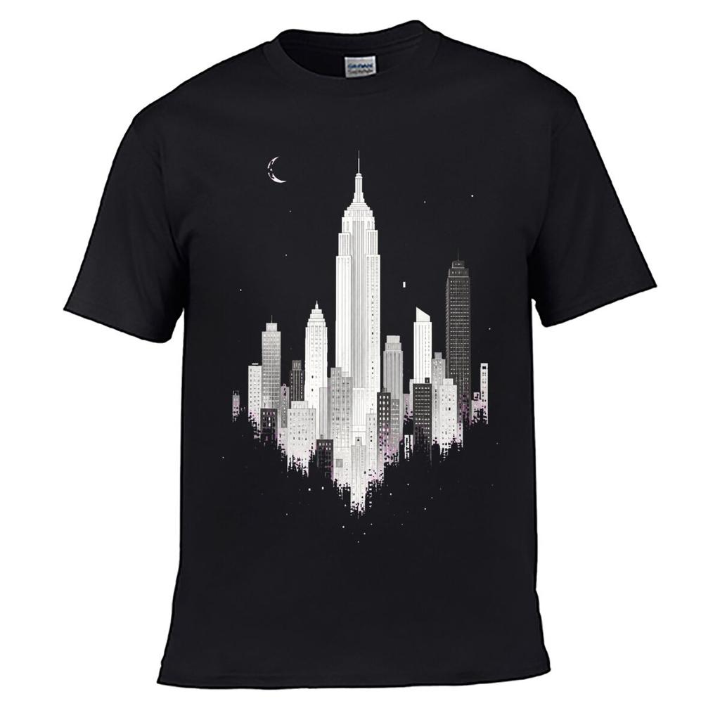Minimalist Monochrome City Skyline I Street Distressed Washed Loose Simple Tee