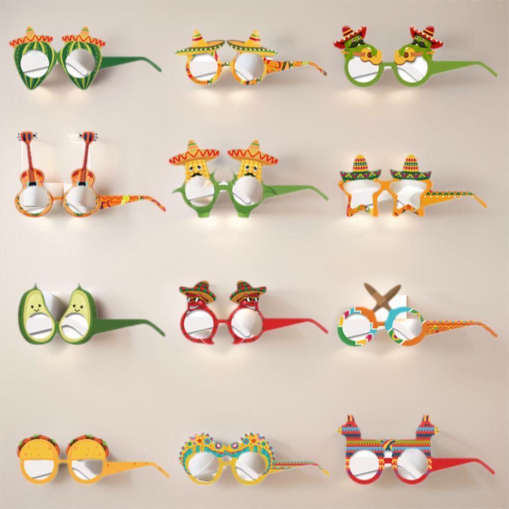 24pcs Cartoon Party Paper Glasses Funny Dress Up Costume Mask Mexican Themed Glasses  Beach Pool