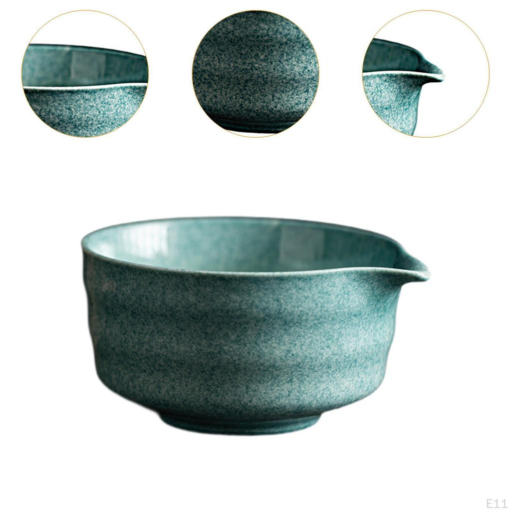 Ceramic Green Tea Bowl 500ml 14x12.6x7.2cm Lightweight for Friends Lovers Multifunctional