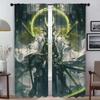 Jade Mechwarrior Blackout Curtain for Room 2 Panel Halloween Decoration Curtains Child Room Shades Home Interior Curtains Living