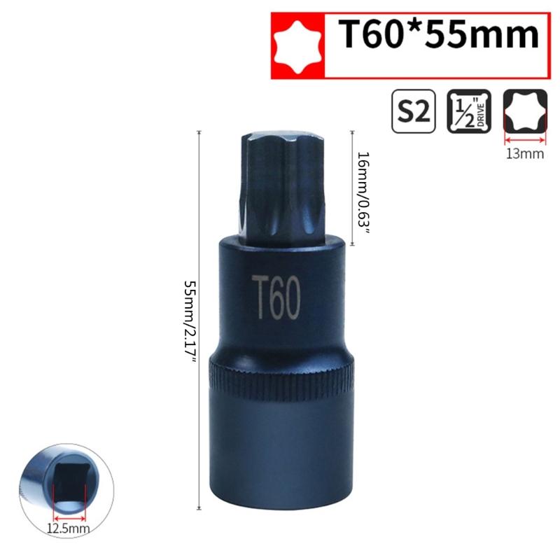 Отвертка Torx Bits 1/2inch Socket Bit Adapter T30 T40 T45 T50 T55 T60 T70 Torx Socket Adapter Tool For Ratchet Wrench