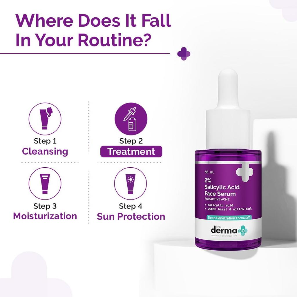 The Derma Co 2% Salicylic Acid Face Serum 30 ml Pack for Acne Control, Pore Tightening & Exfoliation