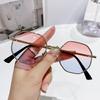 Vintage Polygonal Women Sunglasses Trendy Brand Metal Small Frame Gold-trimmed Gradient Sun Glasses
