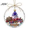 Commemorative Keepsake Gift 250 Anniversary USA Sea Glass Christmas Ornament, 1776-2026 Patriotic Faux Crystal Reusable Holiday Wall Decor Clear