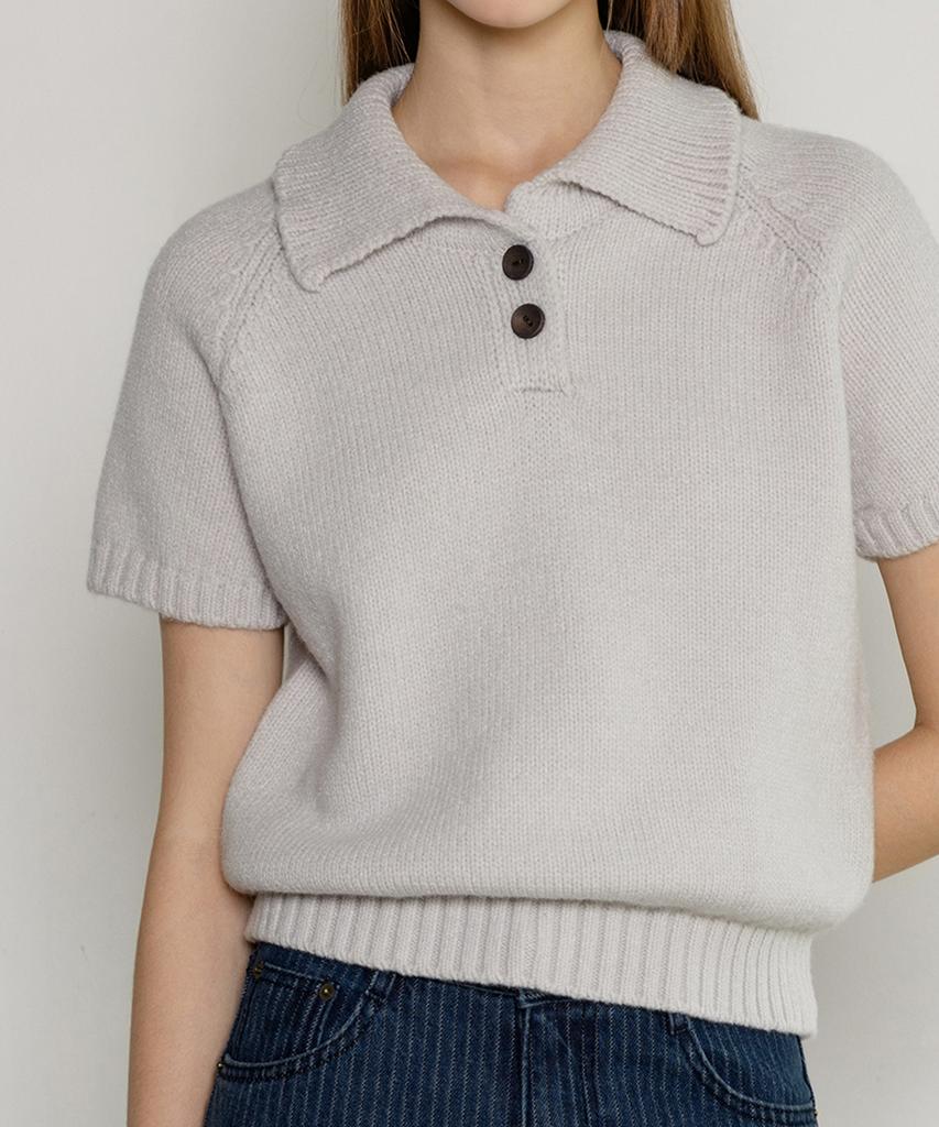 NON AND NON Symbol Label Two-Button Collar Knit_Nfkn6549 (Gray)