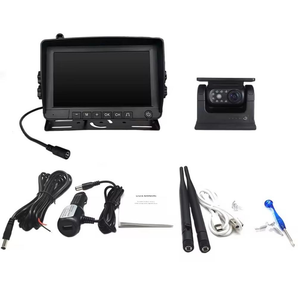 Цифровой беспроводной 7-дюймовый DVR с четырьмя мониторами, циклическая запись видео, солнечные магнитные камеры заднего вида для каравана
