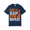 Футболка Eat Sleep Gym Repeat Фитнес Тренировка Мотивационная Графика Легкая Футболка