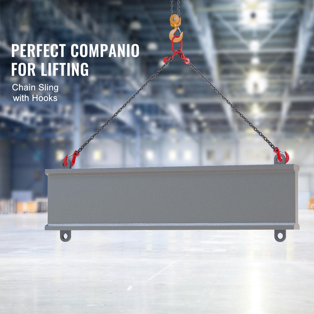 SucceBuy 3T Цепной строп 6 футов 8 мм/10 мм Сверхмощные подъемные цепи с 2-ветвевыми крюками-захватами G80 для ручной тали, подъемного инструмента