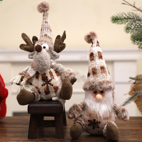Рождественская кукла плюшевая вязаная снеговик лось Санта кукла игрушка мягкая сидящая рождественская фигурка