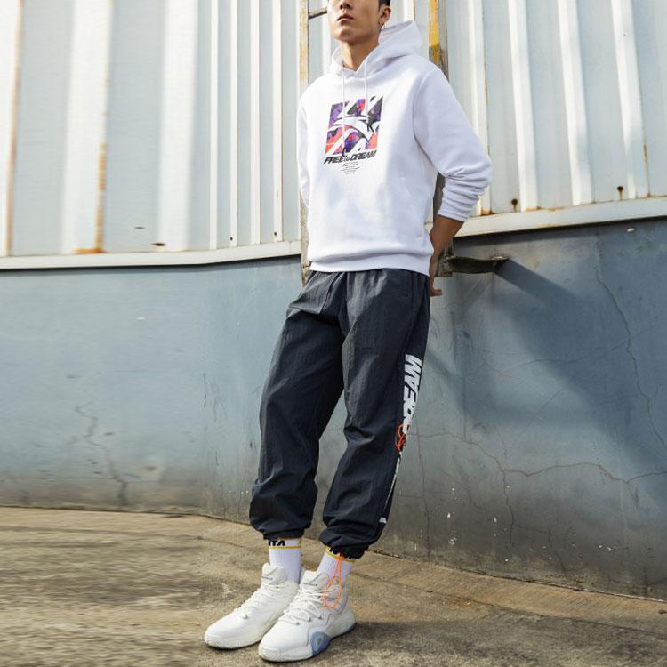 Anta Свободная толстовка с капюшоном с логотипом баскетбольной серии, мужская толстовка белого цвета 152211743-1