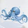 Large Blue Octopus Wall Sticker Ocean Animal Wall Decal Peel And Stick Art Mural for Bathroom Kitchen Living Room Summer Wall