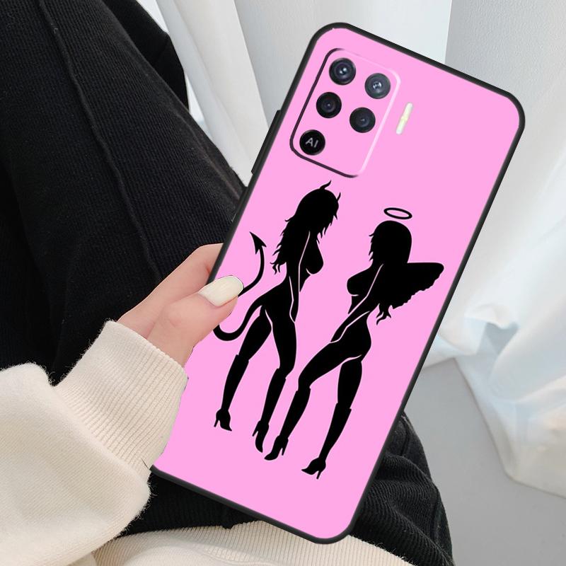 Чехол Ангел Демон Девушка для Oppo A40 A60 A80 A5 Pro A15 A16 A17 A57 A77 A94 A74 A54 A76 A96 A18 A38 A58 A78 A98
