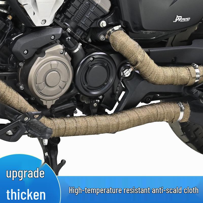 Теплоизоляционная лента для выхлопной трубы мотоцикла - Огнеупорная, Защищающая от ожогов, Высокотемпературная хлопчатобумажная ткань