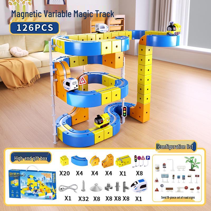 Kids' Magnetic High-Speed Rail Train Track DIY Assembly Toy