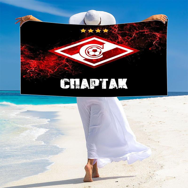 Пляжное полотенце с принтом ФК «Спартак Москва», большое, мягкое, быстросохнущее, для пляжа, кемпинга, плавания