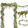 200CM Artificial Wisteria Flower Garland Realistic Home Wedding Garden Indoor Outdoor Wall Hanging Faux Climbing Floral Greenery Drooping Ivy