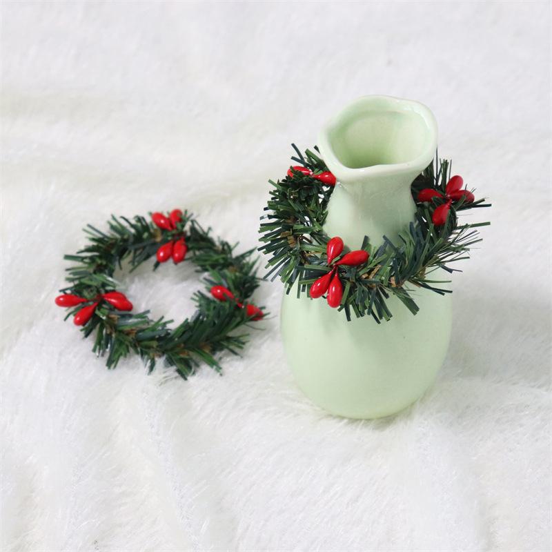 2Pcs Creative Dollhouse Mini Model Handmade Holiday Decorations Christmas Wreath