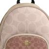 Coach Рюкзак Court 28 Color Block Classic Logo из покрытого холста, большой, женский, песочный и рыжевато-коричневый