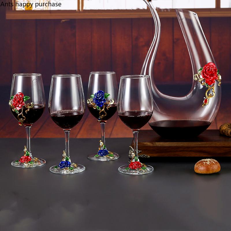 Металлический хрустальный бокал, набор бокалов для красного вина, графин, бутыль, диспенсер для вина, винный набор, барная посуда, барные наборы, посуда для напитков, изысканный подарок
