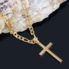 Hip Hop Cross Pendant Necklaces For Men Women Fashion Gold Figaro Chain 316L Stainless Steel Christian Choker Jewelry