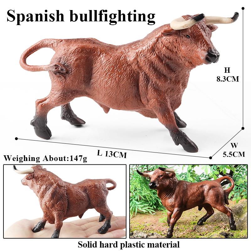 Oenux Фермерские животные Бой быков Ковбой Симуляция Домашняя птица Крупный рогатый скот Теленок Бык Вол Бык Коллекция фигурок ПВХ Модель Игрушка Детский подарок