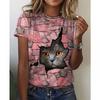 Animal Series Digital 3D Printed Men's Women's Short Sleeved T-shirt Cute Cat Round Neck Base Top