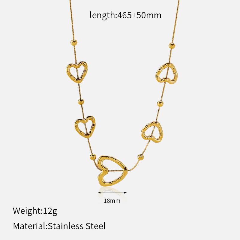 18K Gold Heart Stainless Steel Necklace For Women Luxury Premium Clavicle Chain Tarnish Free Titanium Steel Sweater Chain