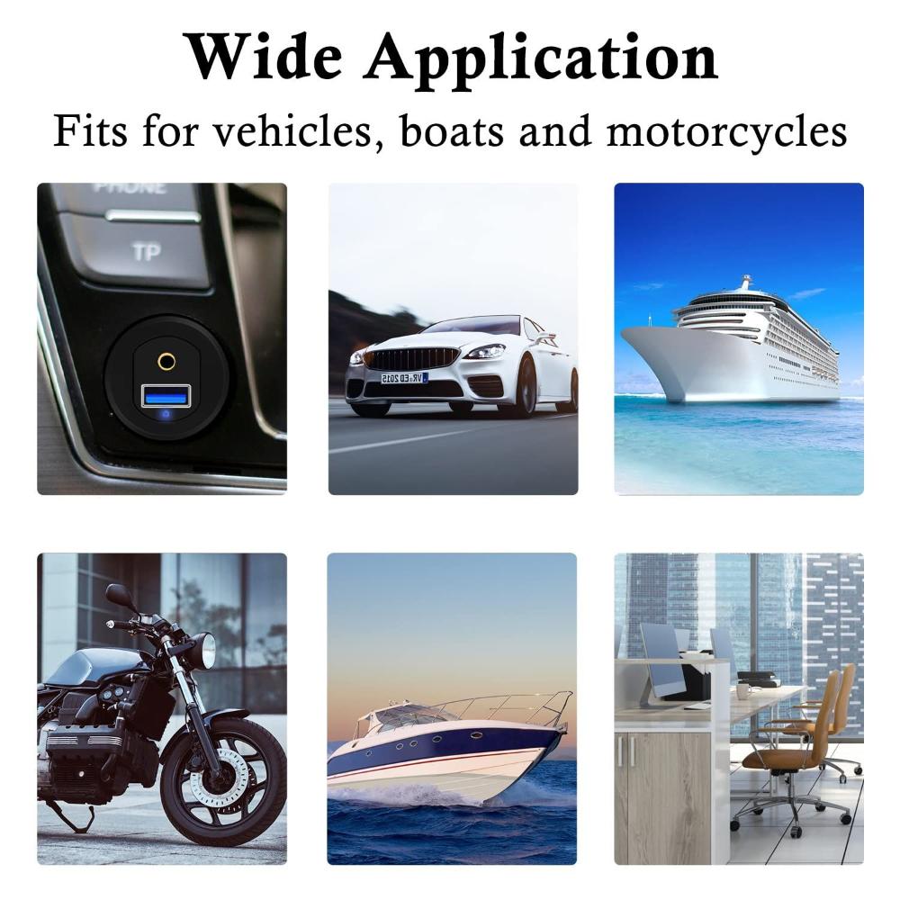 3-футовый светодиодный индикатор Водонепроницаемый порт AUX 3,5 мм Автомобильное крепление Встраиваемый кабель USB 3.0 Панель приборной панели