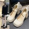 Туфли Мэри Джейн Женские Весенние Новые Ультравысокий Каблук Жемчужная Цепочка с Платформой Блок-каблук Свадебные Туфли Туфли в Стиле Лолита 2026 новый