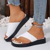 Beach Shoes Summer Plus Size Outdoor Slippers Solid Color Set Toe Thick Sole Round Toe Sandals