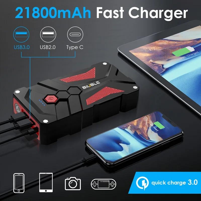 Car Jump Starter Power Bank 12V Output Portable Emergency Start-up Charger for Cars Booster Battery Starting Device
