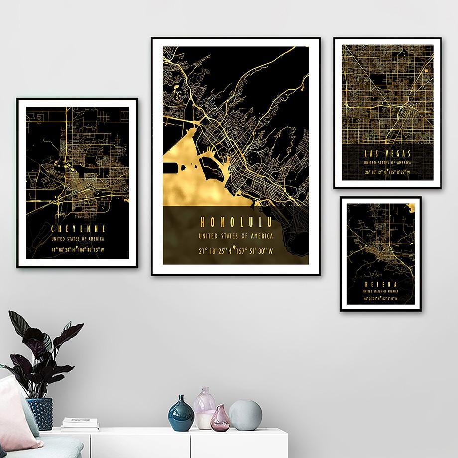 Лас-Вегас, Чикаго, США, Америка, карта города, декор для гостиной, постеры и принты, настенная живопись на холсте, настенные панно для домашнего клуба