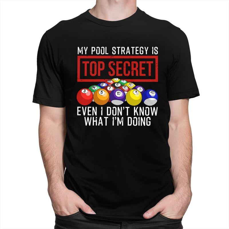 Funny Pool Player Billiards Quotes Tshirt for Men Short Sleeves Awesome Graphic Clothing Loose Oversized Pure Cotton Camisetas