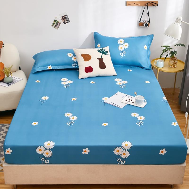 Водонепроницаемая простыня на резинке для дома, эластичная простыня, приятная для кожи, покрывало для кровати, постельное белье в цветочном стиле(Нет наволочки)
