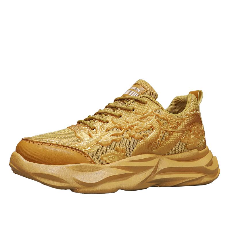 2024 Последние повседневные мужские туфли Красные молодежные драконьи года Универсальные спортивные туфли Толстая подошва Легкие повседневные туфли Дышащие