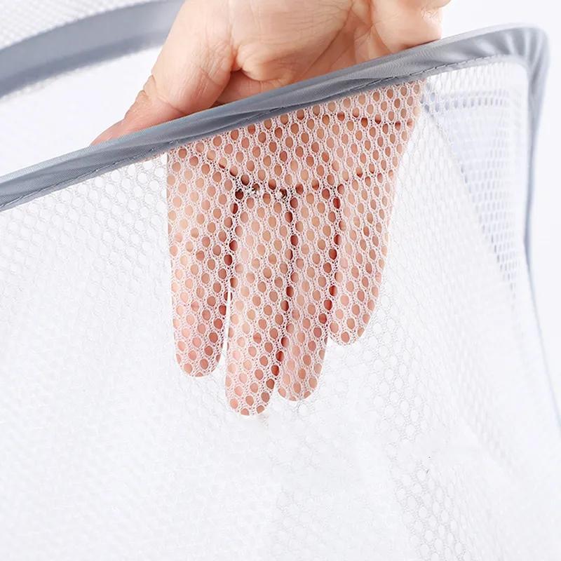 Складная корзина для белья Органайзер для грязной одежды Сетчатый мешок Бытовая настенная вешалка для одежды в ванной Корзины для одежды Ведро